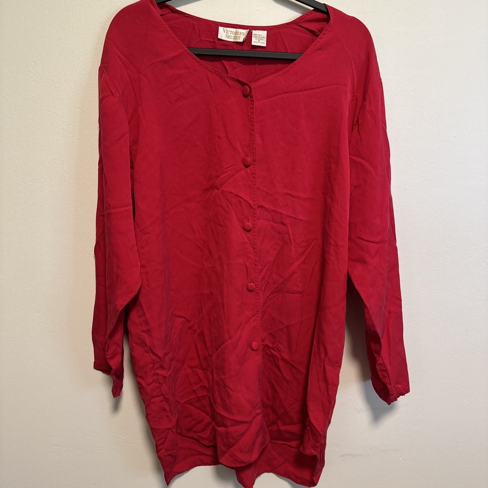Victoria Secret Vintage Nightgown 100% Silk, Red, Sz Medium